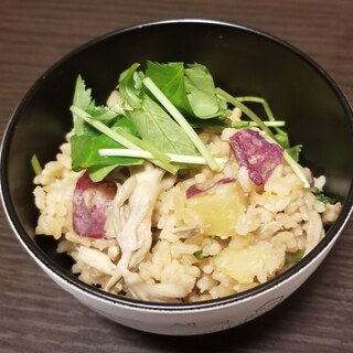 失敗しない&簡単　さつまいもときのこの炊き込みご飯